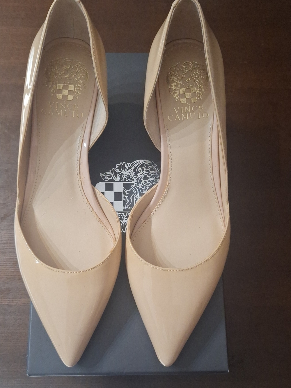 Vince Camuto Nude Patent Pointed-Toe Pumps